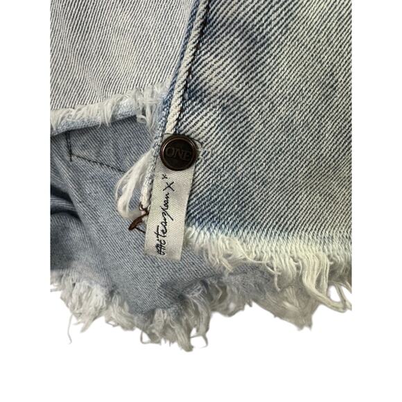 One Teaspoon Distressed Cut-off Light Rinse High Waist Denim Jean Shorts 26 / 2 - Picture 7 of 8
